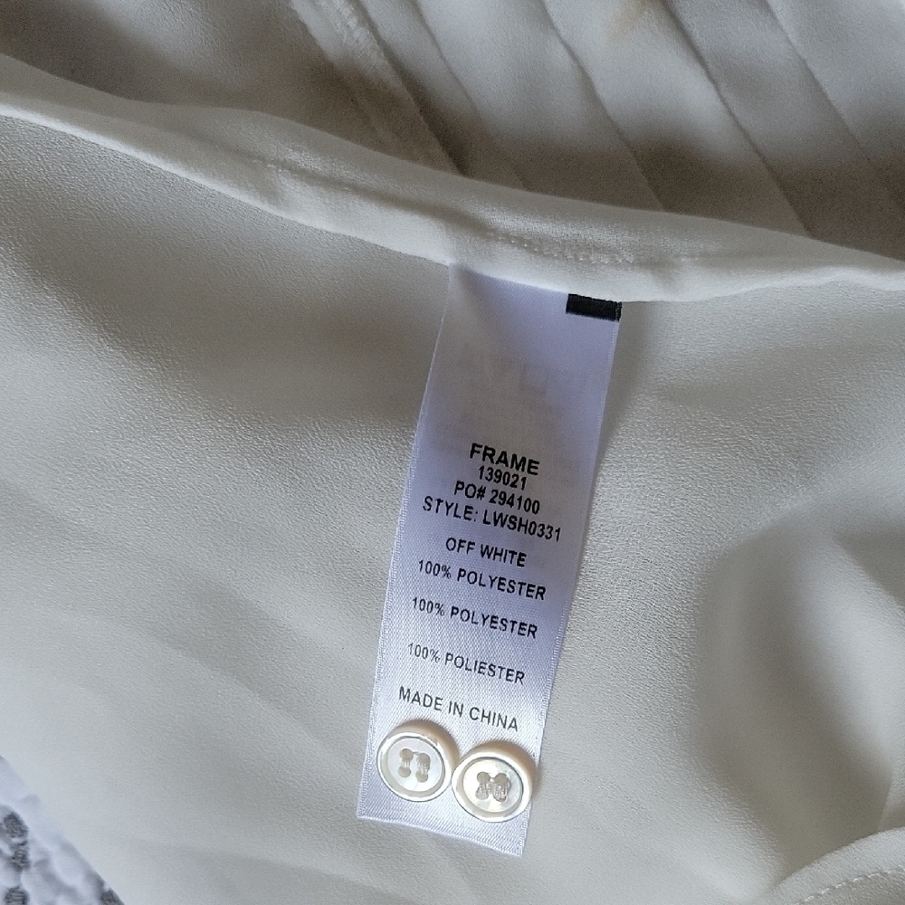Frame Denim White Pleated Blouse with Bib Collar - Picture 10 of 11